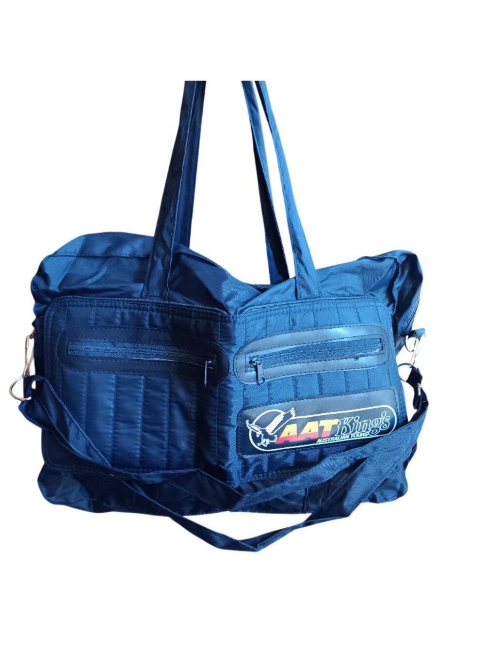 Vintage Small Foldable Blue Nylon Travel Bag AAT Kings Australian Tours Zippered